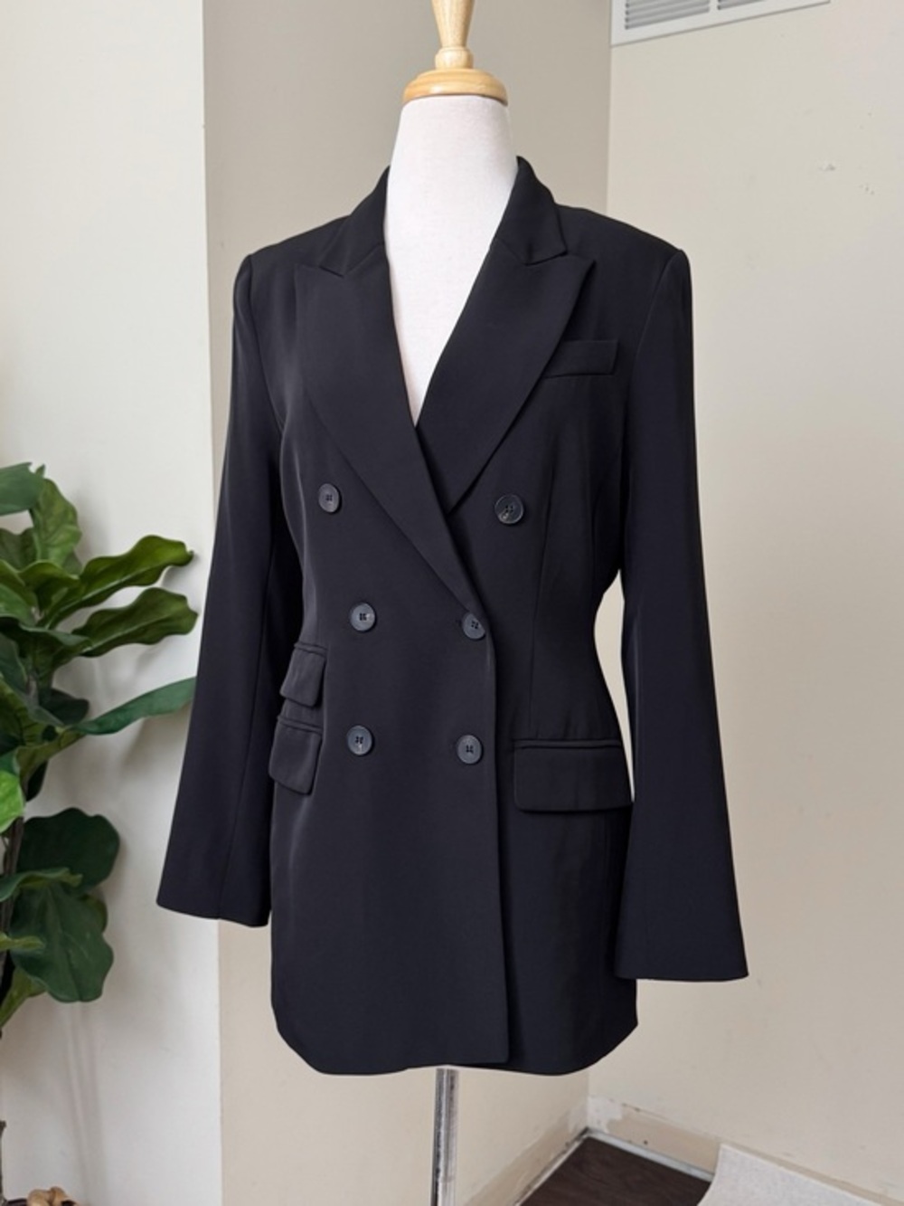 H&M Black Double-Breasted Blazer Jacket